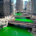The Chicago RIver dyed green ahead of St. Patrick's Day in 2021. Getty Images